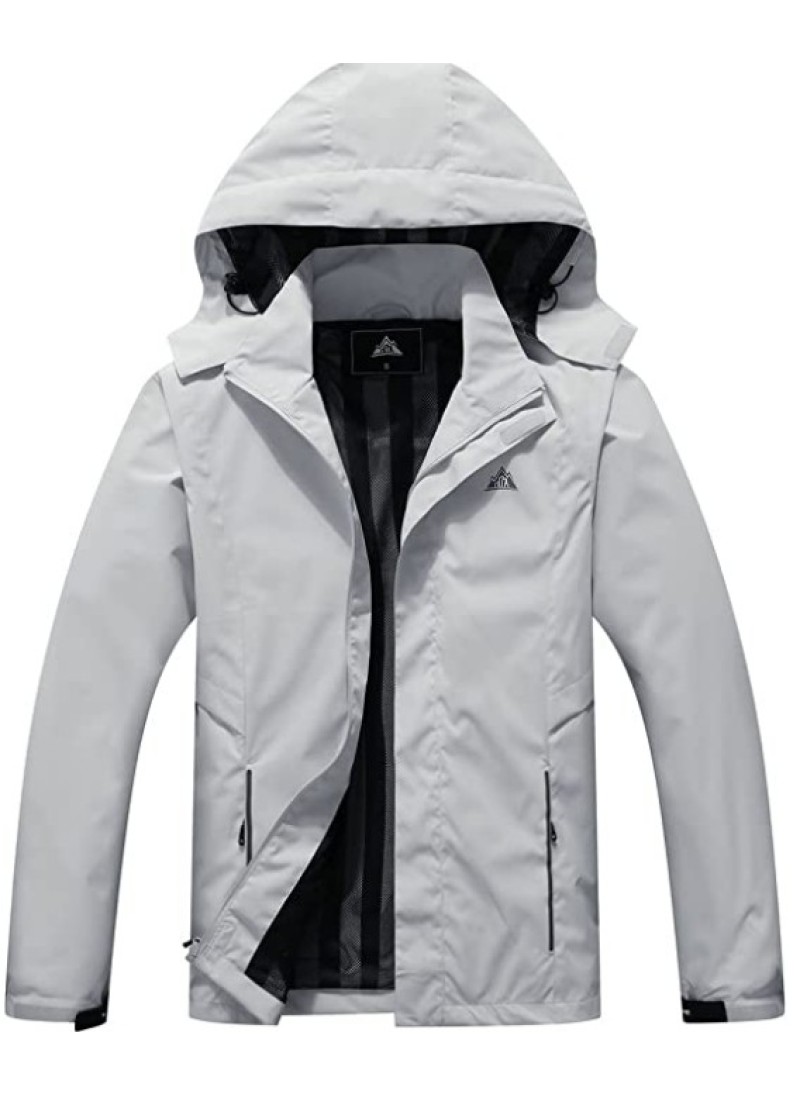 Men's Waterproof Rain Jacket Lightweight Hooded Raincoat for Hiking Travel Outdoor