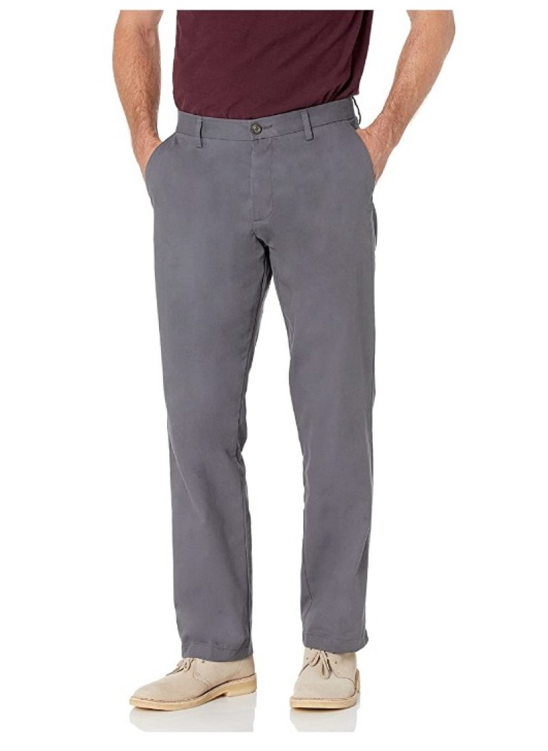 Grey Men's Classic-fit Wrinkle-Resistant Flat-Fron...